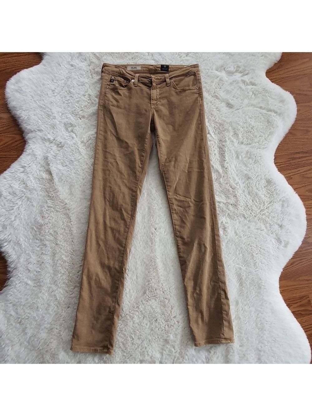 AG Adriano Goldschmied The Stilt Cigarette Jeans Womens 26R Camel Tan Irregular